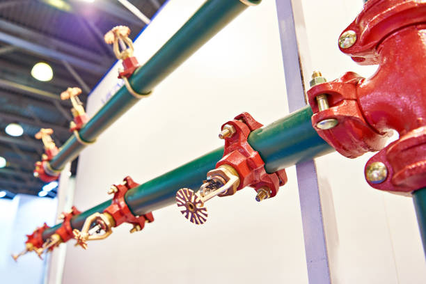 istock Sprinkler heads sprayers of fire extinguishing systems 1320086889