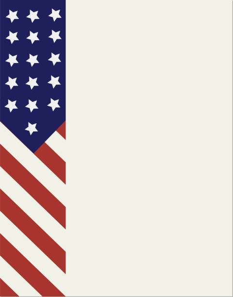 Vertical vector illustration of a cream colored background with left border as USA flag design A neat vector illustration of a page with USA flag design as left border. Apt for use as template for posters or greeting cards for American Independence Day, 4th July or Memorial Day. There is No people and no text. military borders stock illustrations