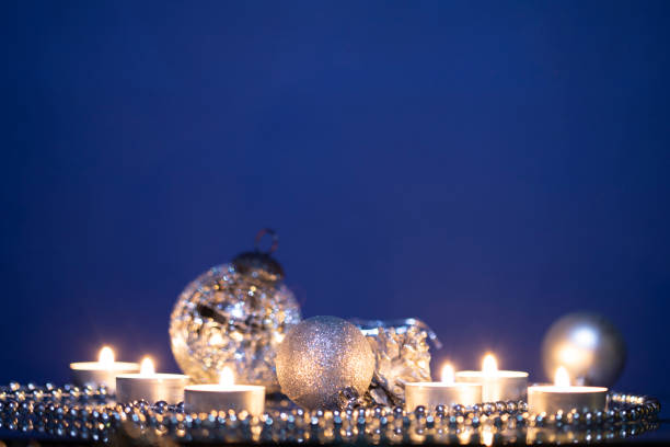 istock Magic silver holiday glitter background with Christmas decoration 1320095352
