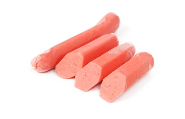 istock Chicken sausage isolated on white background on clipping path 1320096112