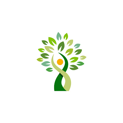 natural people health tree wellness logo symbol icon vector design illustration