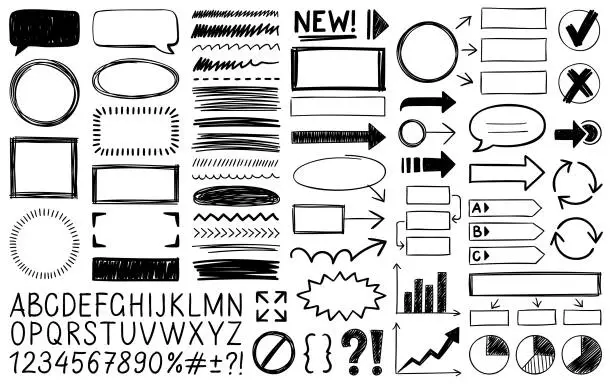 Vector illustration of Hand drawn design elements