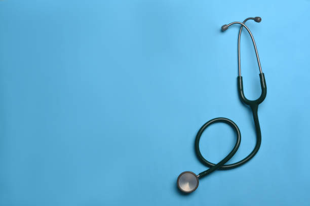 istock Stethoscope on blue background. Medicine Equipment on Blue background. 1320100062