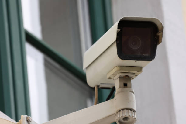 istock Video camera system on the wall of the building 1320104189