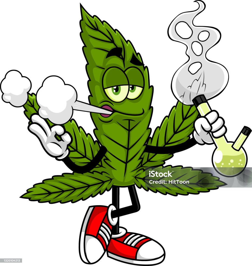 Ilustración de Divertido Personaje De Dibujos Animados Hoja De Marihuana  Fumando Un Bong y más Vectores Libres de Derechos de Abuso - iStock