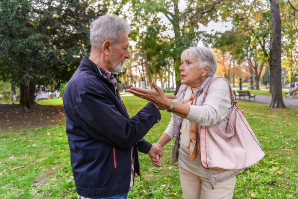 istock An Older Couple is Arguing in a City Park. 1320105910