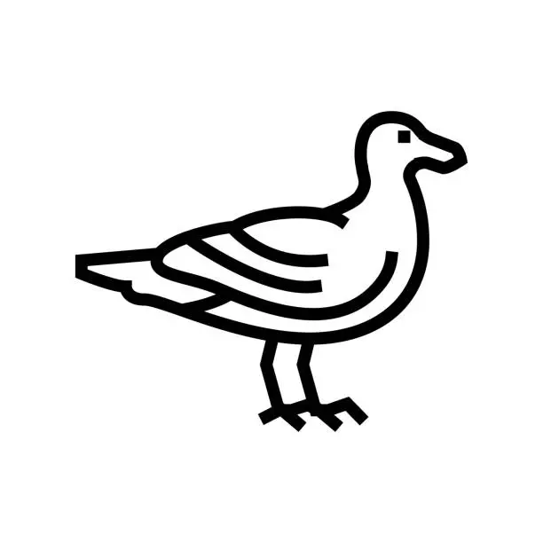 Vector illustration of bird ocean line icon vector illustration