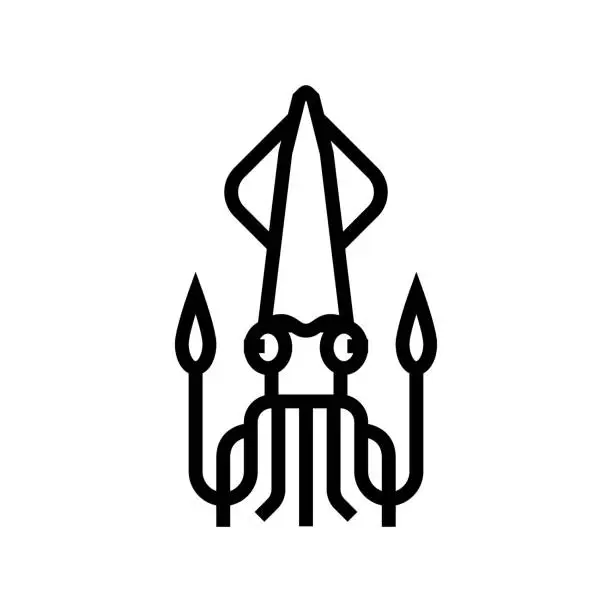 Vector illustration of cephalopod squid ocean line icon vector illustration