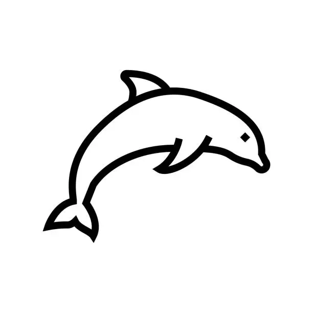 Vector illustration of dolphin ocean line icon vector illustration