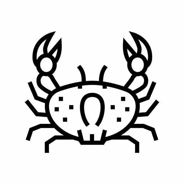 Vector illustration of crab ocean line icon vector illustration