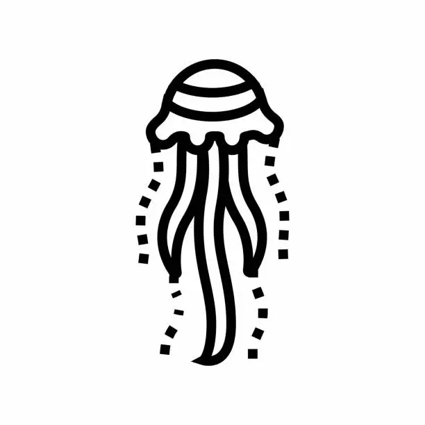 Vector illustration of jellyfish ocean line icon vector illustration