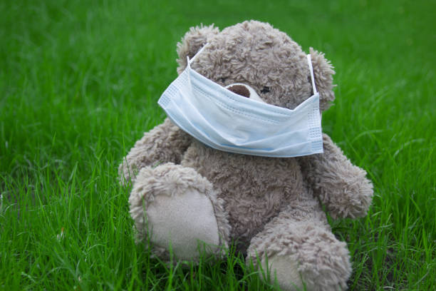 istock mask on a toy bear on grass in backyard 1320107779