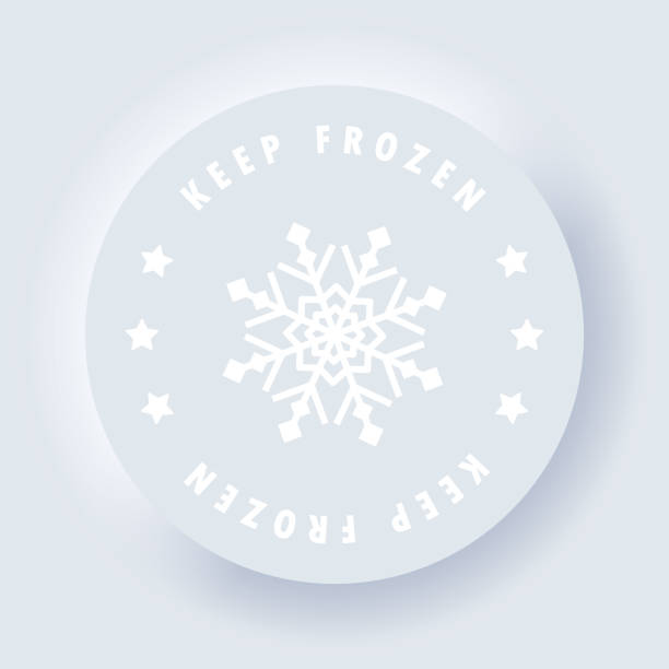 Keep frozen product label. Keep frozen sign icon. Vector. Warning. Refrigerant. Neumorphic UI UX white user interface web button. Neumorphism. Hand holding paper bag. Shopping bag icon. Click and collect order online. Vector. Purchase business concept. Neumorphic UI UX white user interface web button. Neumorphism. Vector keeping cool stock illustrations