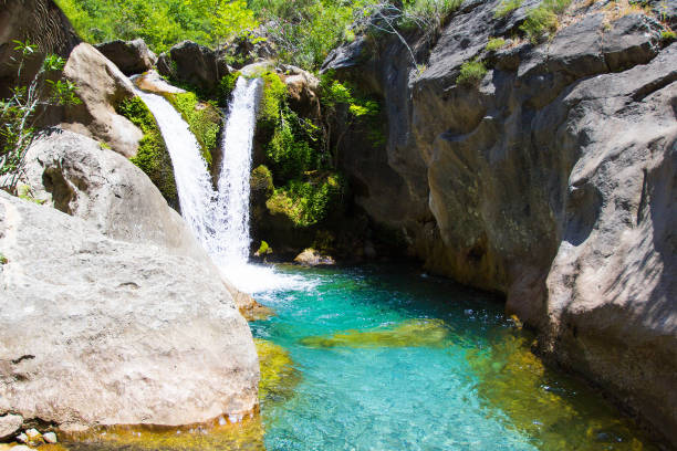 istock beautiful waterfall on mountain river with turquoise water 1320111162