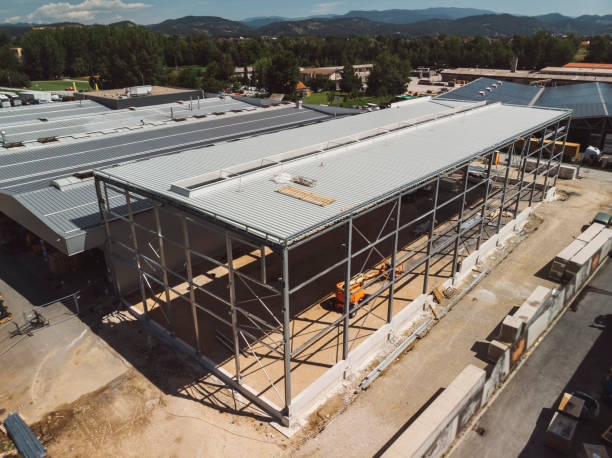 istock Aerial view of a large storage facility under construction 1320114469