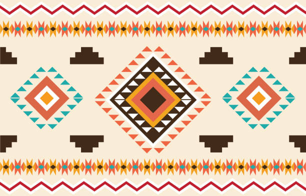 abstrakte bunte tuch geometrische ethnische muster nahtlose blume farbe orientalisch. nahtloses muster. design für stoff, vorhang, hintergrund, teppich, tapete, kleidung, verpackung, batik, stoff, vektor - north american tribal culture stock-grafiken, -clipart, -cartoons und -symbole