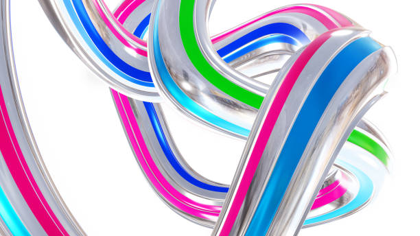 istock Abstract 3D background, colorful glossy lines isolated on white 1320116033