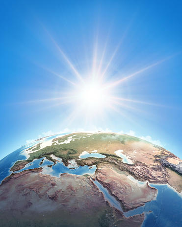 Sol sobre la Tierra. Europa Occidental, el norte de África y Oriente Medio. photo