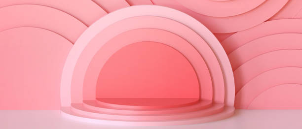 istock Minimal scene with Cylinder Geometric shape Podium 3d on Red background. presentation, mock up, show product, stage - 3d rendering 1320116124