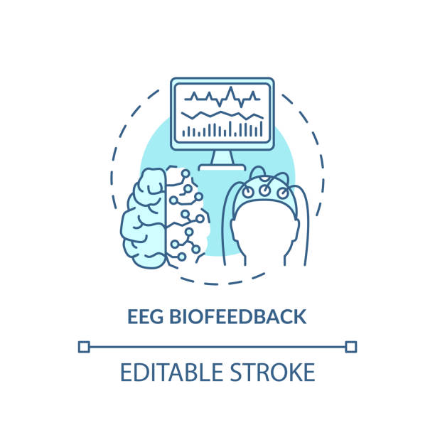 illustrazioni stock, clip art, cartoni animati e icone di tendenza di icona del concetto di biofeedback eeg - biofeedback