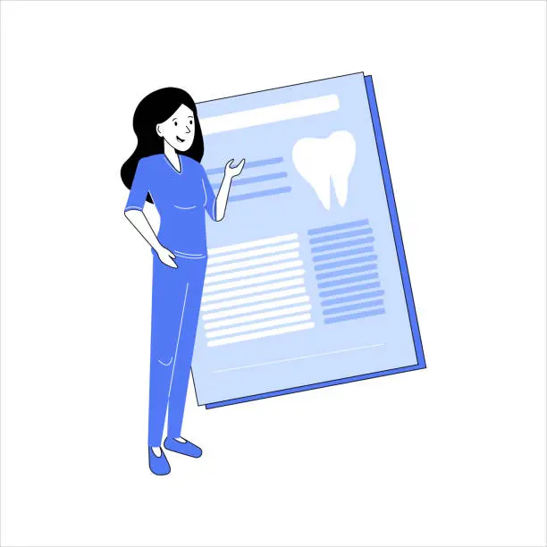 Vector illustration of Woman at the dentist appointment at the dental clinic Vektor