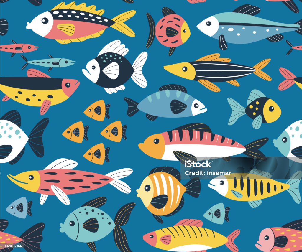 Fish Pattern Colored Colorful Fish Pattern Design Stock Illustration - Download Image Now ...