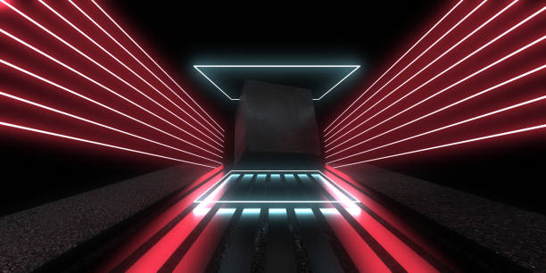 istock 3D abstract background with neon lights. neon tunnel .space construction . sphere.3d illustration 1320118152