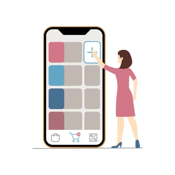 Vector illustration of mobile shopping application. Shopping Online on Website or Mobile Application Vector Concept Marketing and Digital marketing