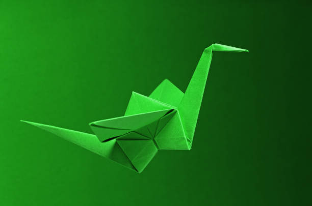 Origami green bird paper
