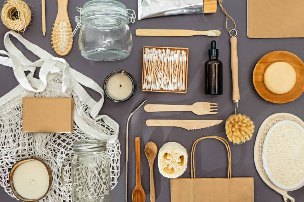 istock Set of zero waste and reusable products from natural materials 1320119003