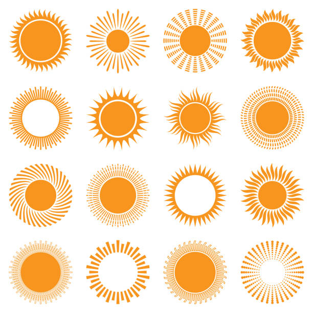 sonnensymbole - sun sunlight symbol sphere stock-grafiken, -clipart, -cartoons und -symbole