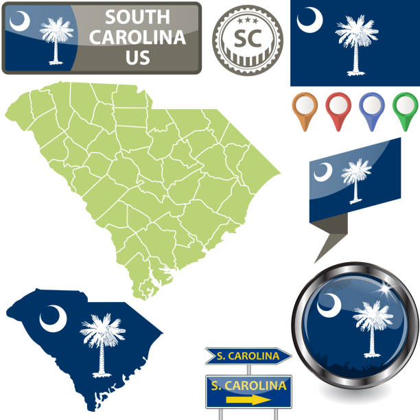 사우스캐롤라이나 주 - south carolina flag interface icons symbol stock illustrations