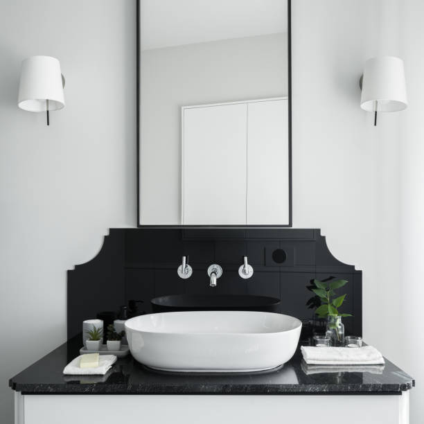 istock Stylish washbasin with cabinet, close-up 1320130378