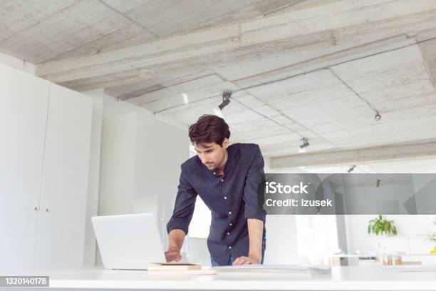 Man In The Office Stock Photo - Download Image Now - Business Casual, Laptop, Males