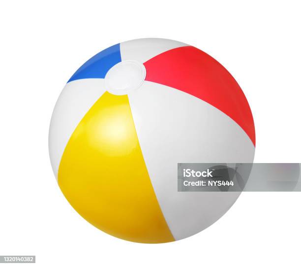 Summer Beach Ball Isolated On White Sea Resort Items Stock Photo - Download Image Now