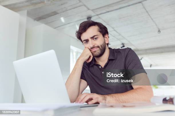 Man Working In The Office Stock Photo - Download Image Now - Asking, Contemplation, Desk