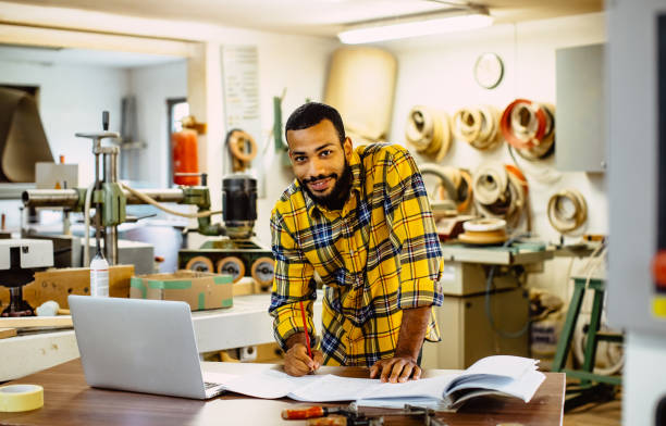 istock Portrait of a carpenter at work 1320143051