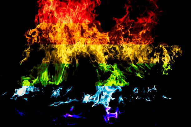 istock Fire painted in rainbow colors, LGBT. Concept LGBT. World map LGBT. 1320143898