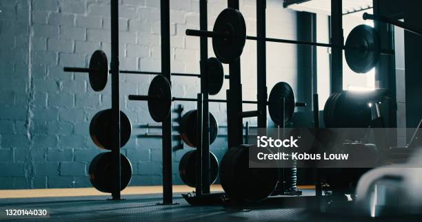 Still Life Shot Of Exercise Equipment In A Gym Stock Photo - Download Image Now - Gym, Health Club, Backgrounds