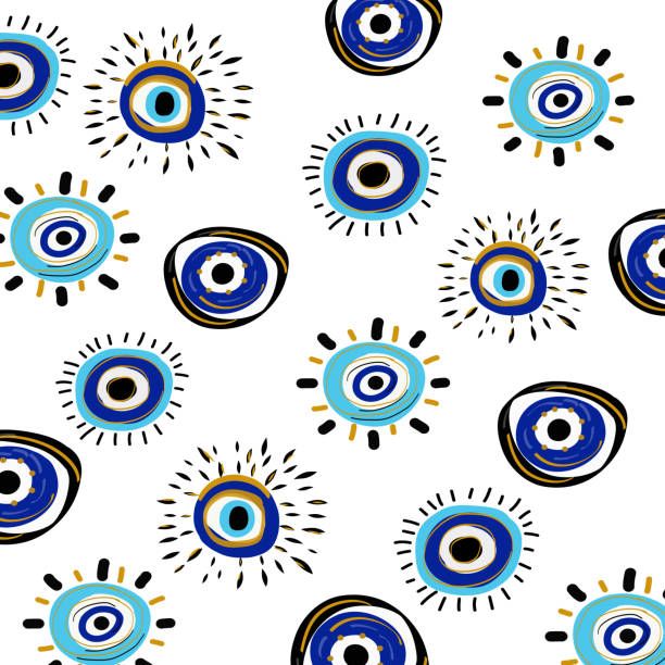 ilustrações de stock, clip art, desenhos animados e ícones de evil eye seamless pattern. - evil eye beads