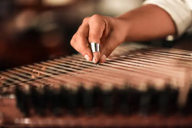 Turkish Zither. Kanun music instrument.