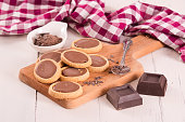 istock Shortcrust pastry biscuits with chocolate. 1320149163