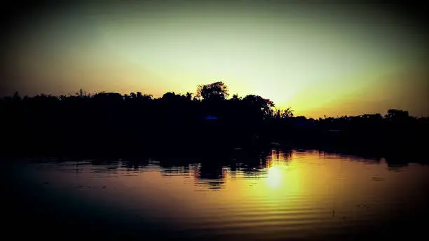 Photo of Sunset over the Lake, Tilagar, Sylhet, Bangladesh