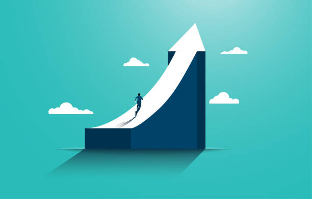 istock Businessman running to the top of the graph 1320157127