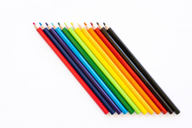 istock Many colorful pencil isolates placed on white paper. 1320159298