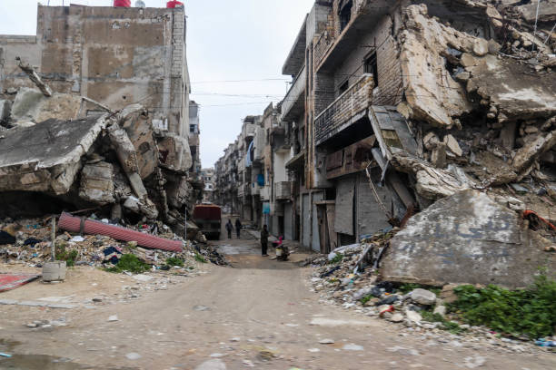 Old destroyed city of Aleppo in Syria Old destroyed city of Aleppo in Syria in May 2020 after ISIS was defeated islamic state stock pictures, royalty-free photos & images