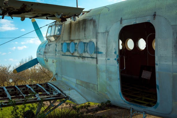 istock Part of an old rusty plane. Close-up. Selective focus. 1320160480