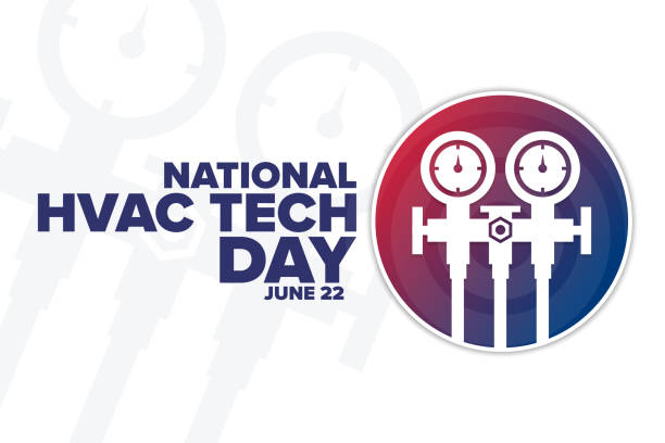 National HVAC Tech Day. June 22. Holiday concept. Template for background, banner, card, poster with text inscription. Vector EPS10 illustration. National HVAC Tech Day. June 22. Holiday concept. Template for background, banner, card, poster with text inscription. Vector EPS10 illustration day stock illustrations