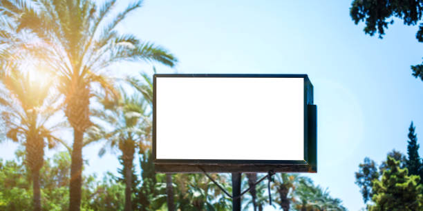 istock Commercial empty advertising banner with white empty space for mockup. 1320162147
