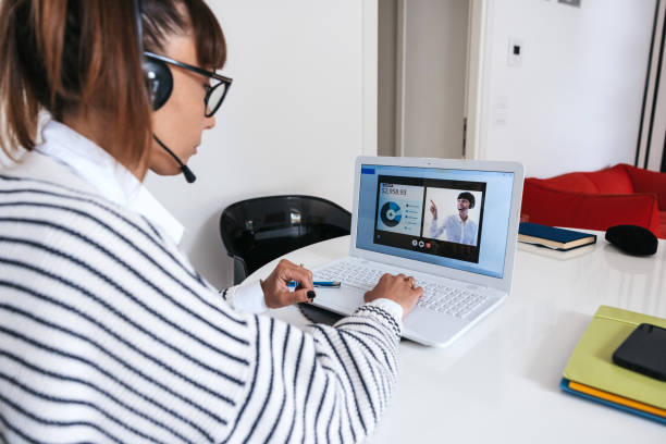 istock Woman working remotely for a contact center 1320162594